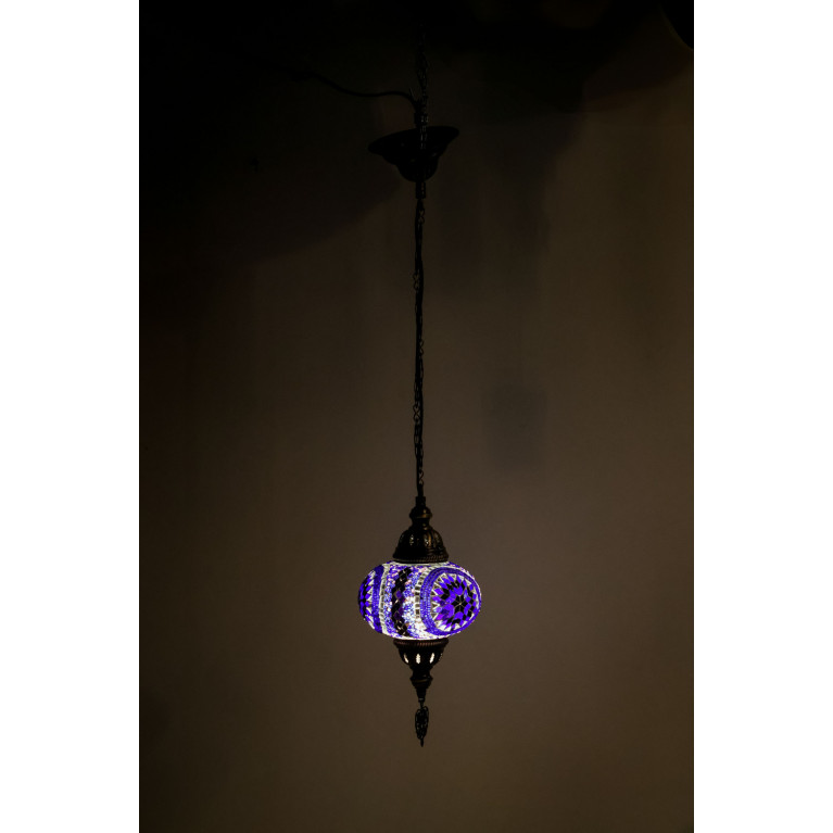 Hanging blue/white lamp UFO, 70 cm